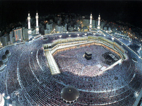 Betende Muslime in Mekka